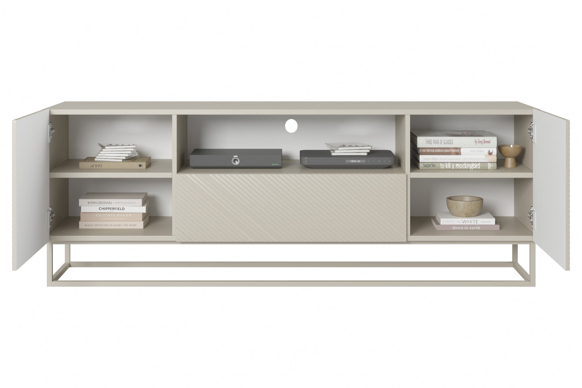 OSLO RTV kumode uz metāla kājām 167/60/40 cm kašmirs/kašmirs - N1 Home