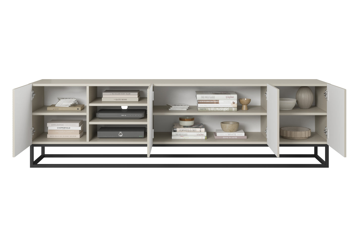 OSLO RTV kumode uz metāla kājām 200/56/40 kašmirs/melns - N1 Home