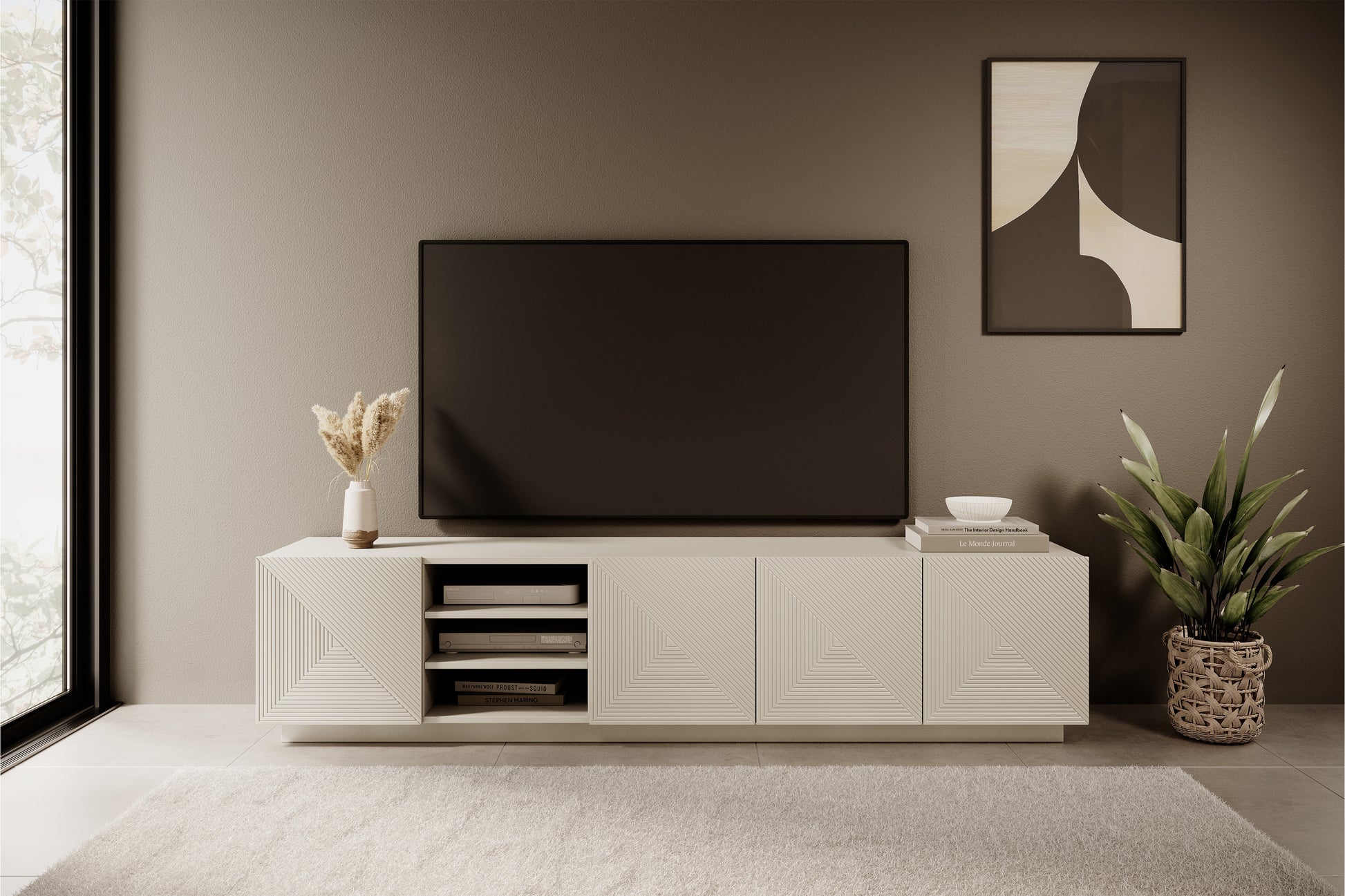 OSLO RTV kumode ar plauktiem 200/46/40 cm kašmirs - N1 Home