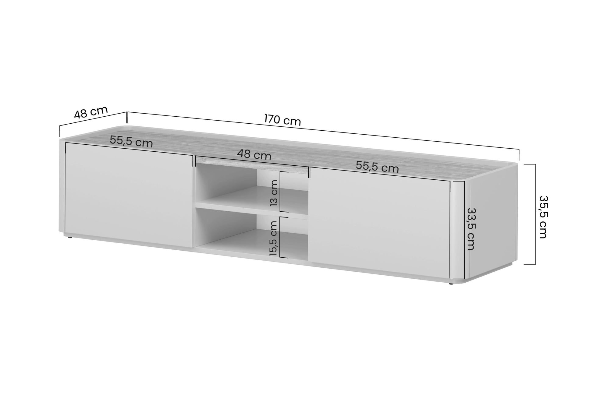 TV skapis Elva 170/35.5/48 cm Eikalipts / Baltijas kāpu ozols - N1 Home