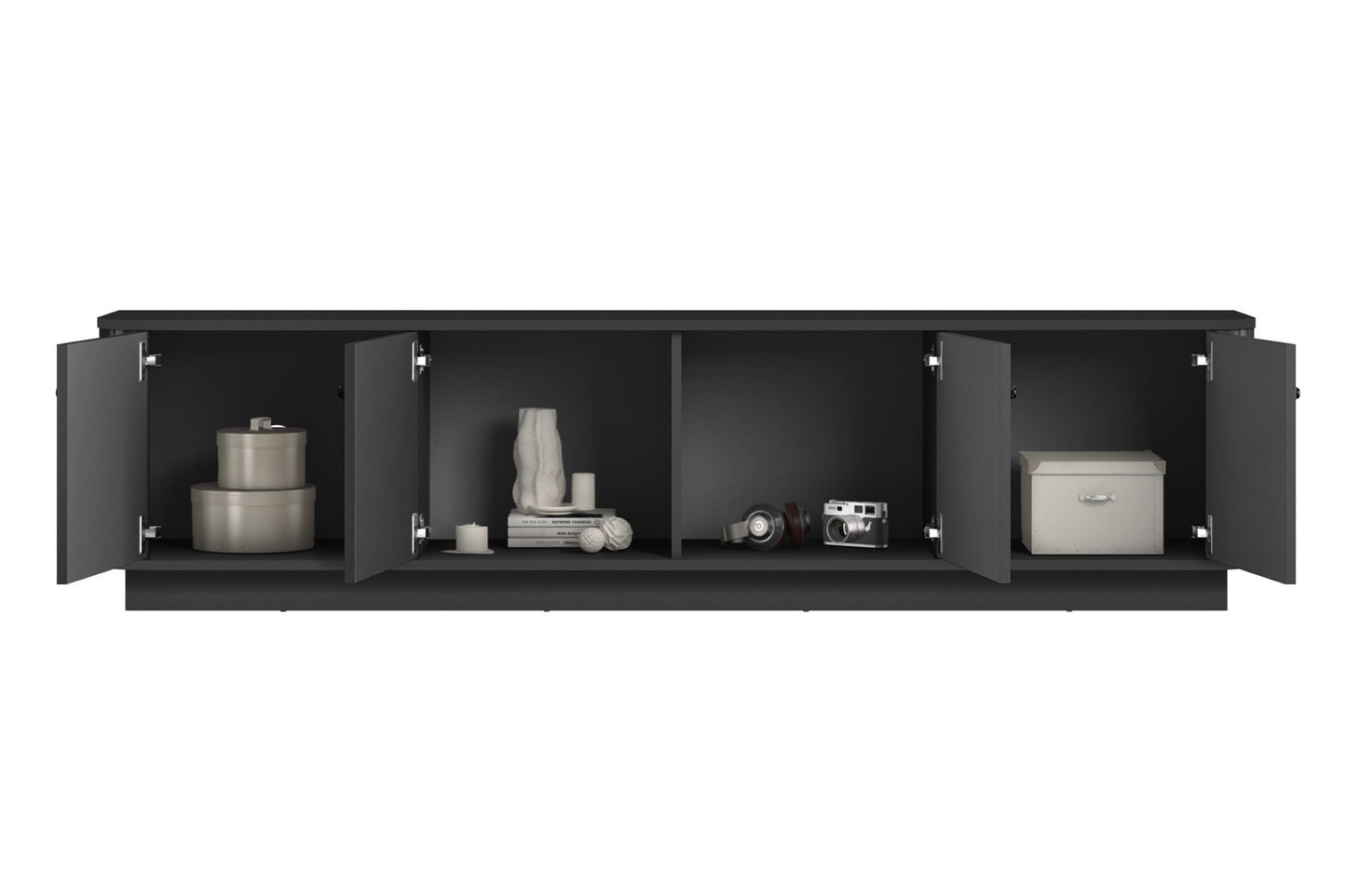 TV skapis Vespa 187/43/38 cm melns/melns - N1 Home