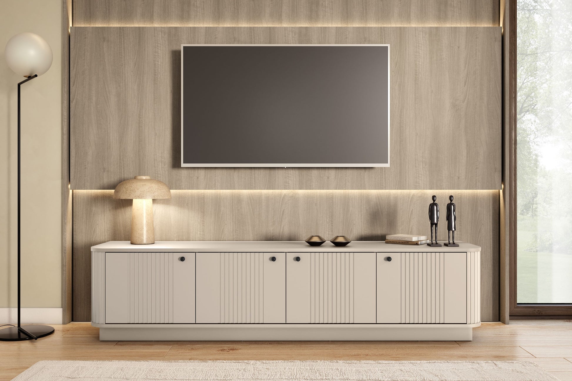 TV skapis Vespa 187/43/38 cm kašmirs/melns - N1 Home