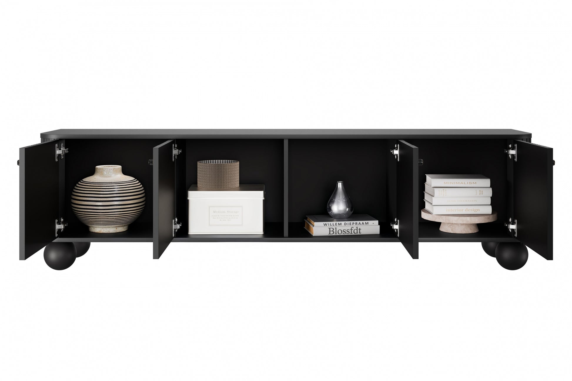 TV skapis Vespa 187/48/38 cm melns/melns - N1 Home