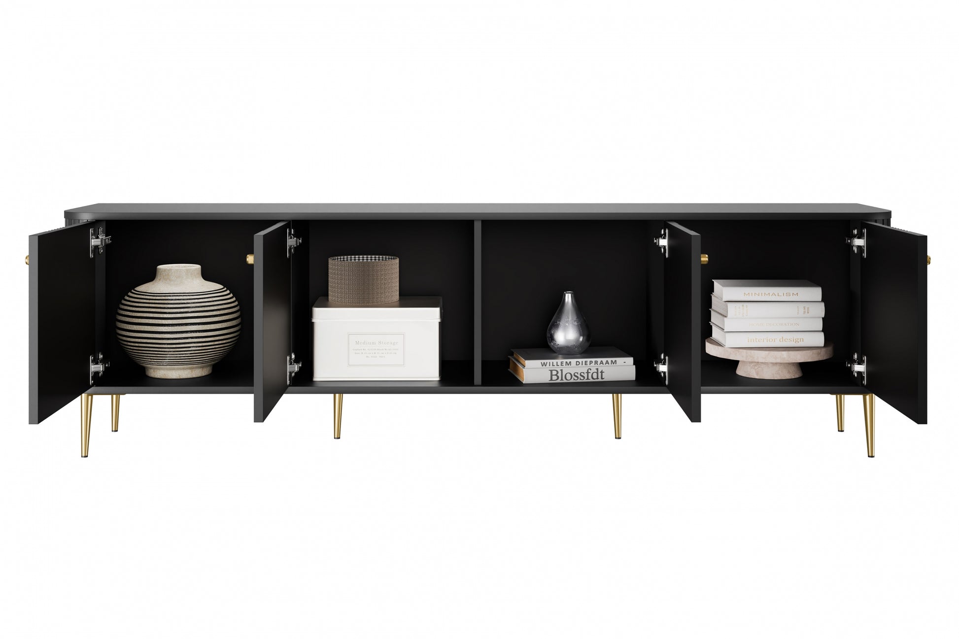 TV skapis Vespa 187/51/38 cm melns/zelts - N1 Home