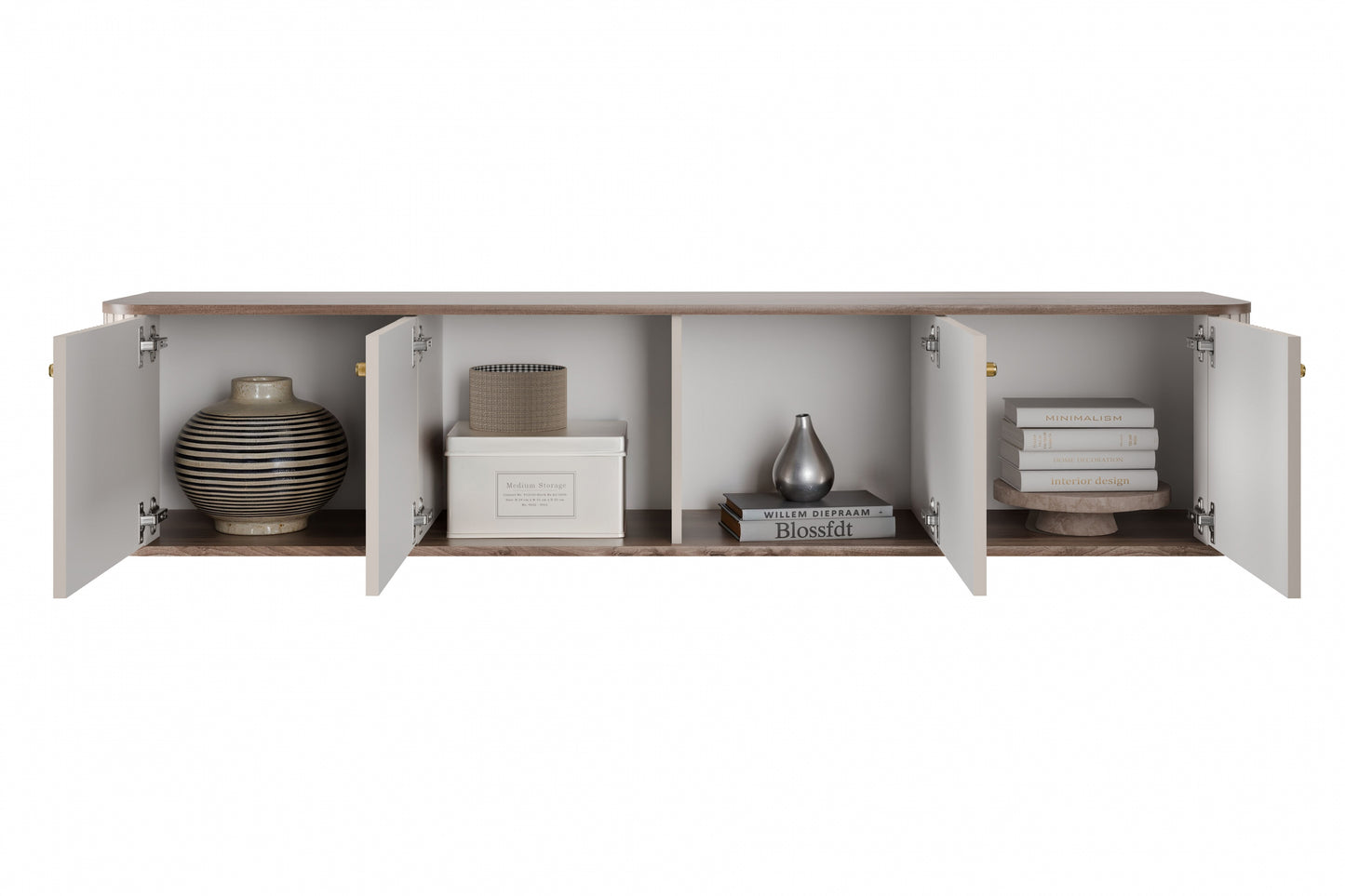 TV skapis Vespa 187/36/38 cm kašmirs/rieksts/zelts - N1 Home