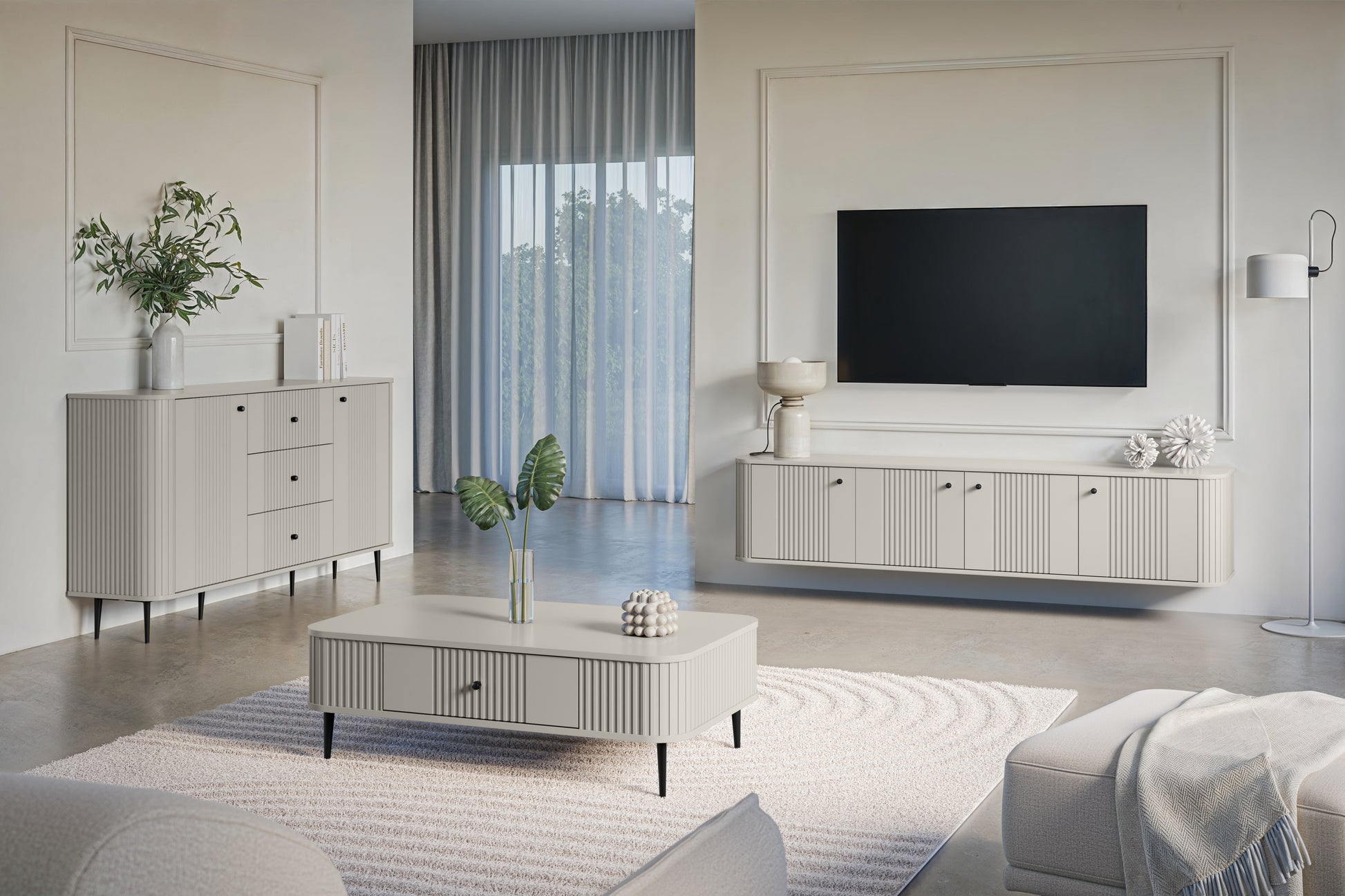 TV skapis Vespa 187/36/38 cm kašmirs/melns - N1 Home