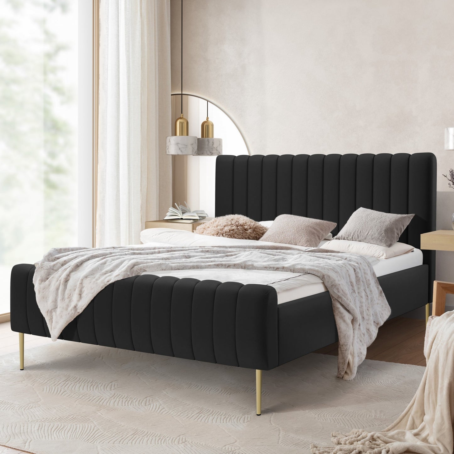 Gulta Austin zelta  kājas 120; 140; 160; 180/200 cm Velluto 20 - N1 Home