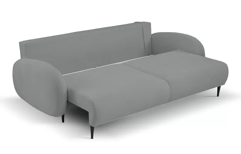 FRABA Izvelkamais dīvāns ar gulēšanas funkciju, veļas konteineru, pelēks velvets - N1 Home