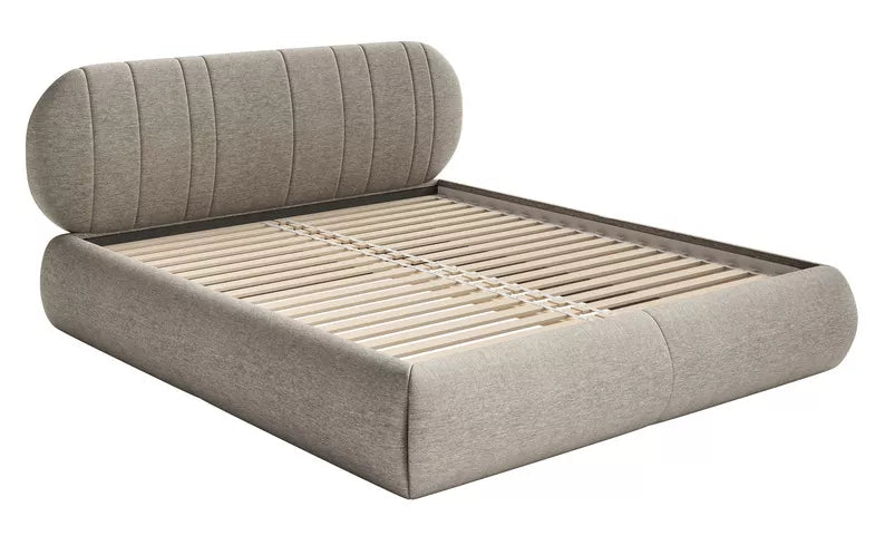 MELIOSA Mīkstā gulta 140/160/180x200 cm, pelēki bēša bize - N1 Home