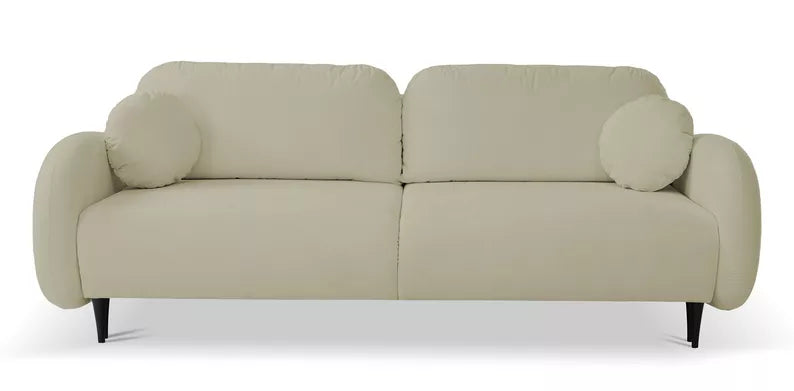 FRABA Izvelkamais dīvāns ar gulēšanas funkciju, veļas konteineru, smilškrāsas velvets - N1 Home