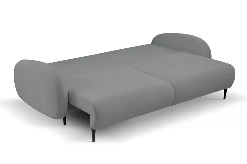 FRABA Izvelkamais dīvāns ar gulēšanas funkciju, veļas konteineru, pelēks velvets - N1 Home