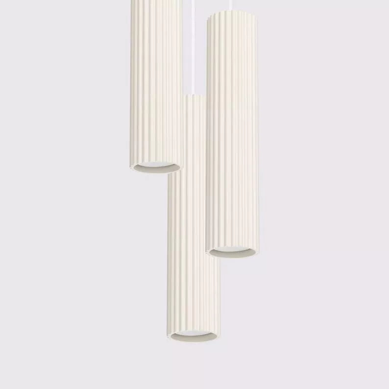 BONKAR x3 bēša piekaramā lampa uz apaļas griestu oderes - N1 Home