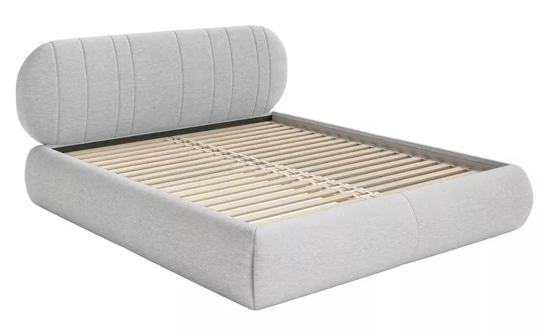 MELIOSA Mīkstā gulta 140/160/180x200 cm, gaiši pelēka bize - N1 Home