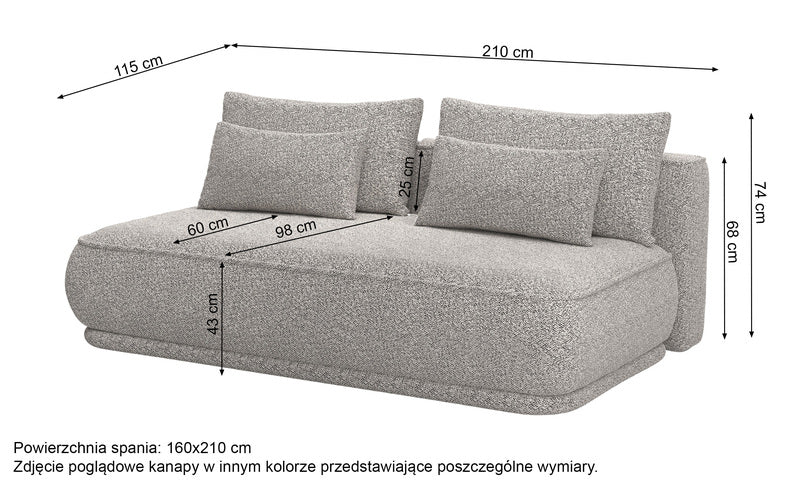 LEA Trīsvietīgs dīvāns ar glabātuvi, pelēks bukle - N1 Home