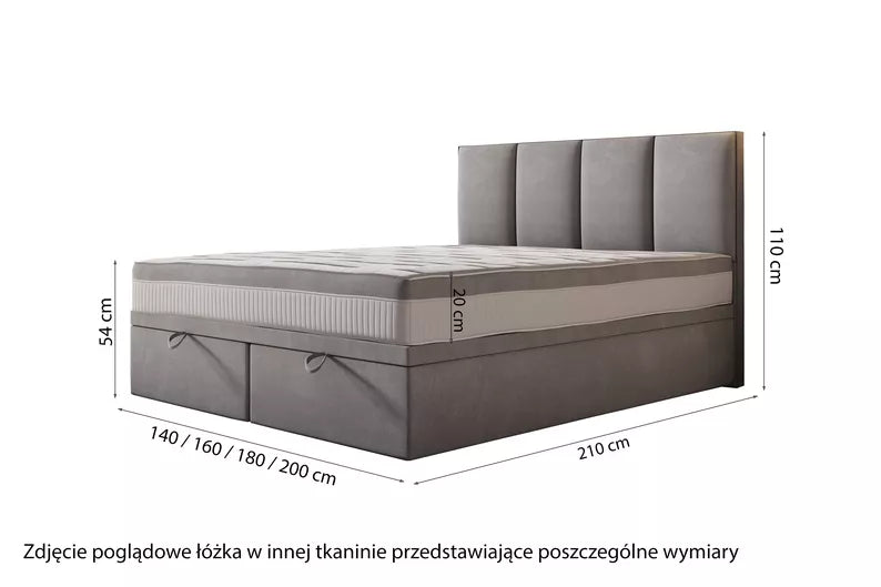 CATALEMER Kontinentālā gulta 140/160/180/200 x200 cm ar konteineriem, olīvu samts