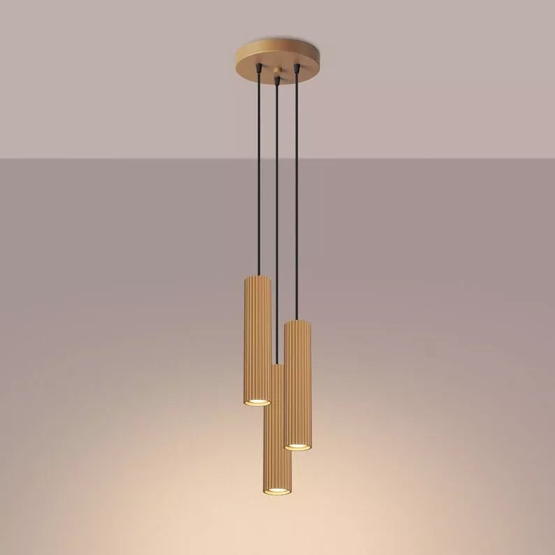 BONKAR x3 zelta piekaramā lampa uz apaļas griestu oderes - N1 Home