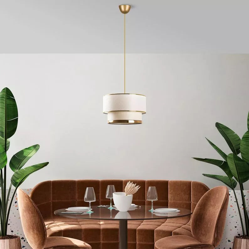 TIOFA Piekaramā lampa, diametrs 30 cm, zelta un krēmkrāsas - N1 Home