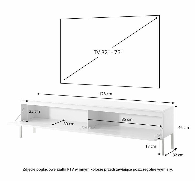 MEBBI TV skapis, 175 cm, tumši zaļš ar melnām kājām - N1 Home