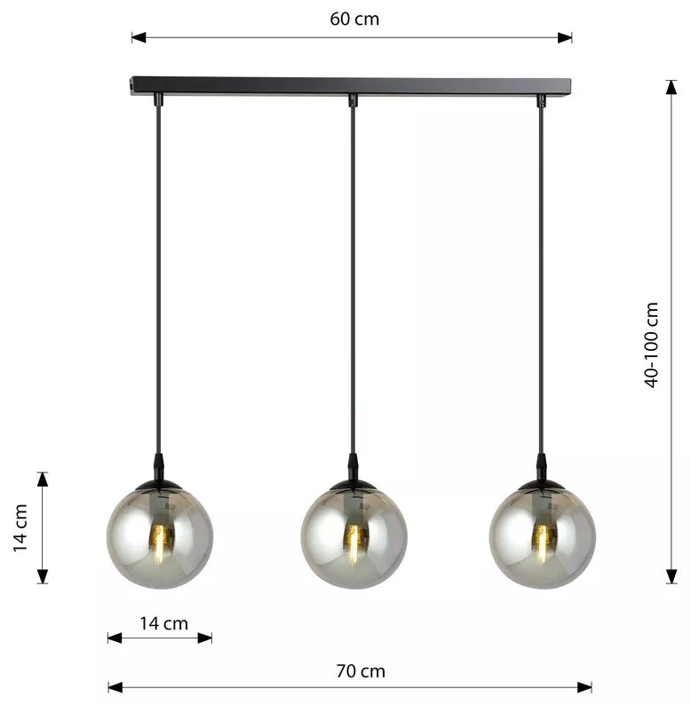 GENEFRE Grafīta piekaramā lampa x3