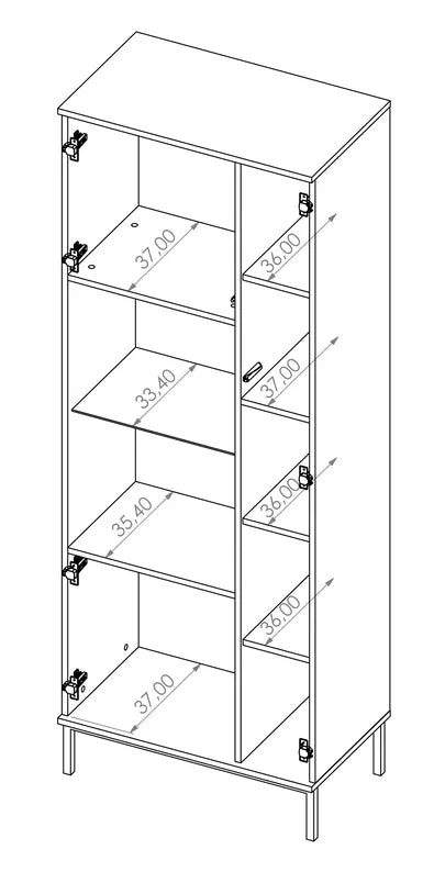 RILAPE Divdurvju vitrīnas skapis 70 cm, melns