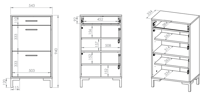 LABARTI Apavu skapis 55 cm ar atvilktnii, ozols - N1 Home