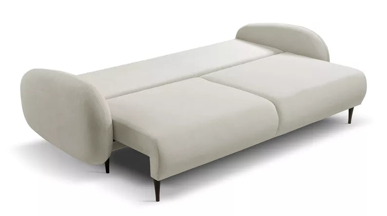 FRABA Izvelkamais dīvāns ar gulēšanas funkciju, veļas konteineru, gaiši smilškrāsas samts - N1 Home