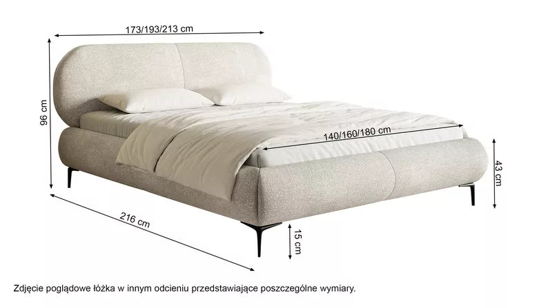 VALEO Polsterēta gulta 140/160/180x200 cm, tumši zila hidrofoba bize, melnas kājas