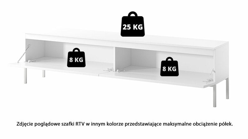 MEBBI TV skapis, 175 cm, balts ar melnām kājām - N1 Home