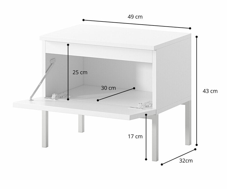 MEBBI Naktsgaldiņš melns ar melnām kājām - N1 Home