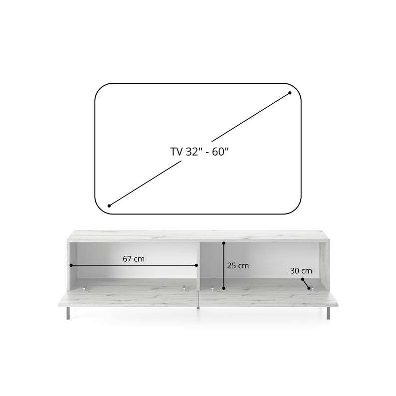 LAMME TV skapis, 140 cm, matēti melnas līstes, zelta kājas - N1 Home