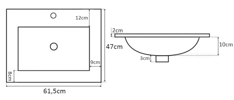 DELLA Vannas istabas skapis ar izlietni 60 cm, rievotas fasādes, riekstkoks / matēts melns