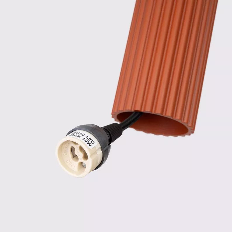 BONKAR x3 sarkana okera piekārta lampa uz apaļas griestu oderes - N1 Home