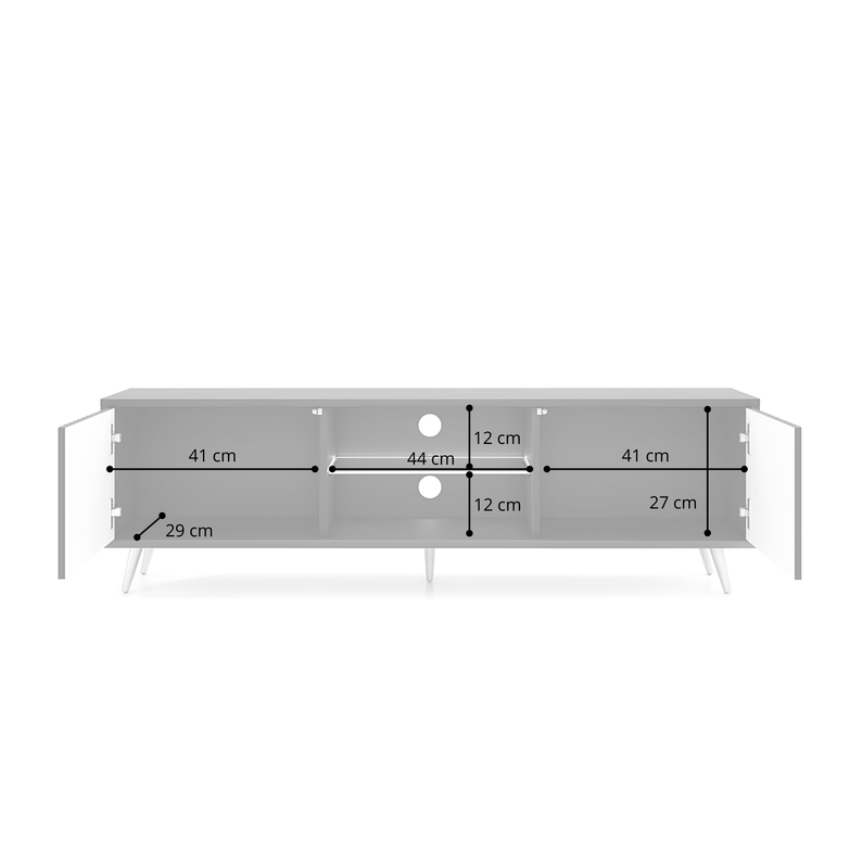 FELO TV skapis ar lameļu fasādēm, 135 cm, melns/ozols ar LED - N1 Home