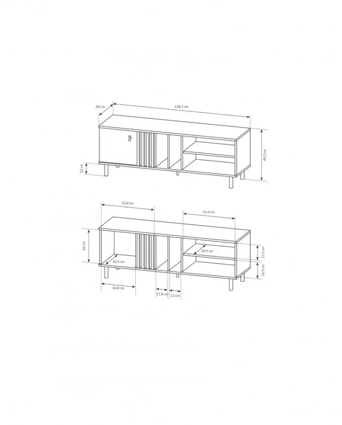 TV skapis Madi  138/49/40 cm artizan ozols/antracīts - N1 Home