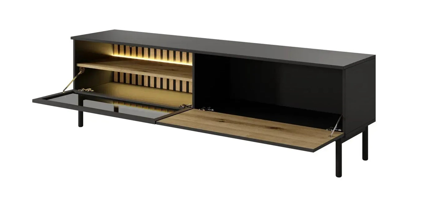 TV skapis Langy 179/54/39 cm evok ozols/melns - N1 Home