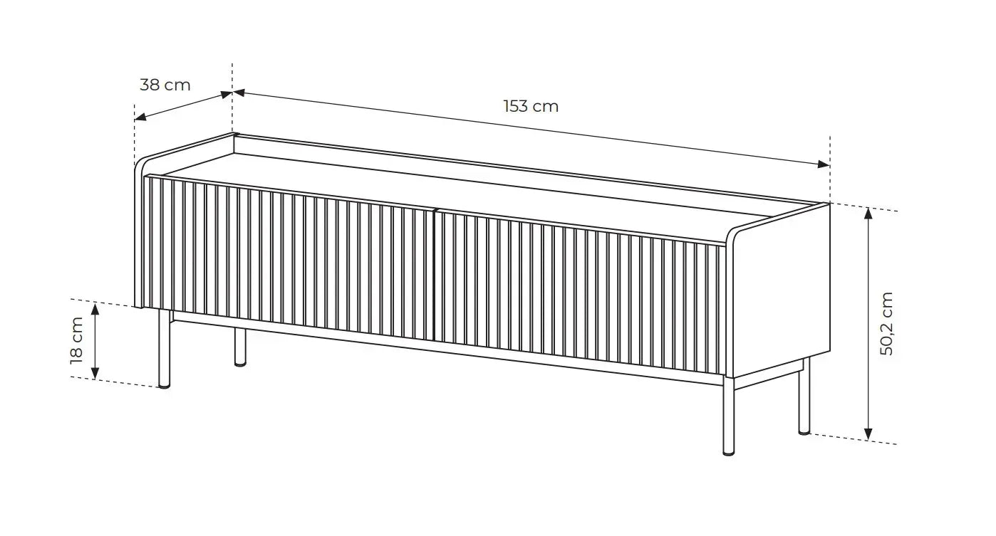 TV skapis Leve 153/50/38 cm bēšš/skandi ozols - N1 Home