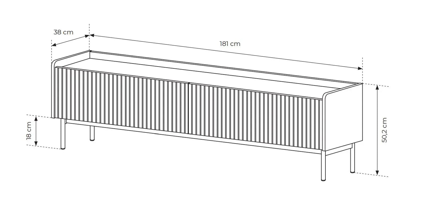 TV skapis Leve 181/50/38 cm bēšš/skandi ozols - N1 Home