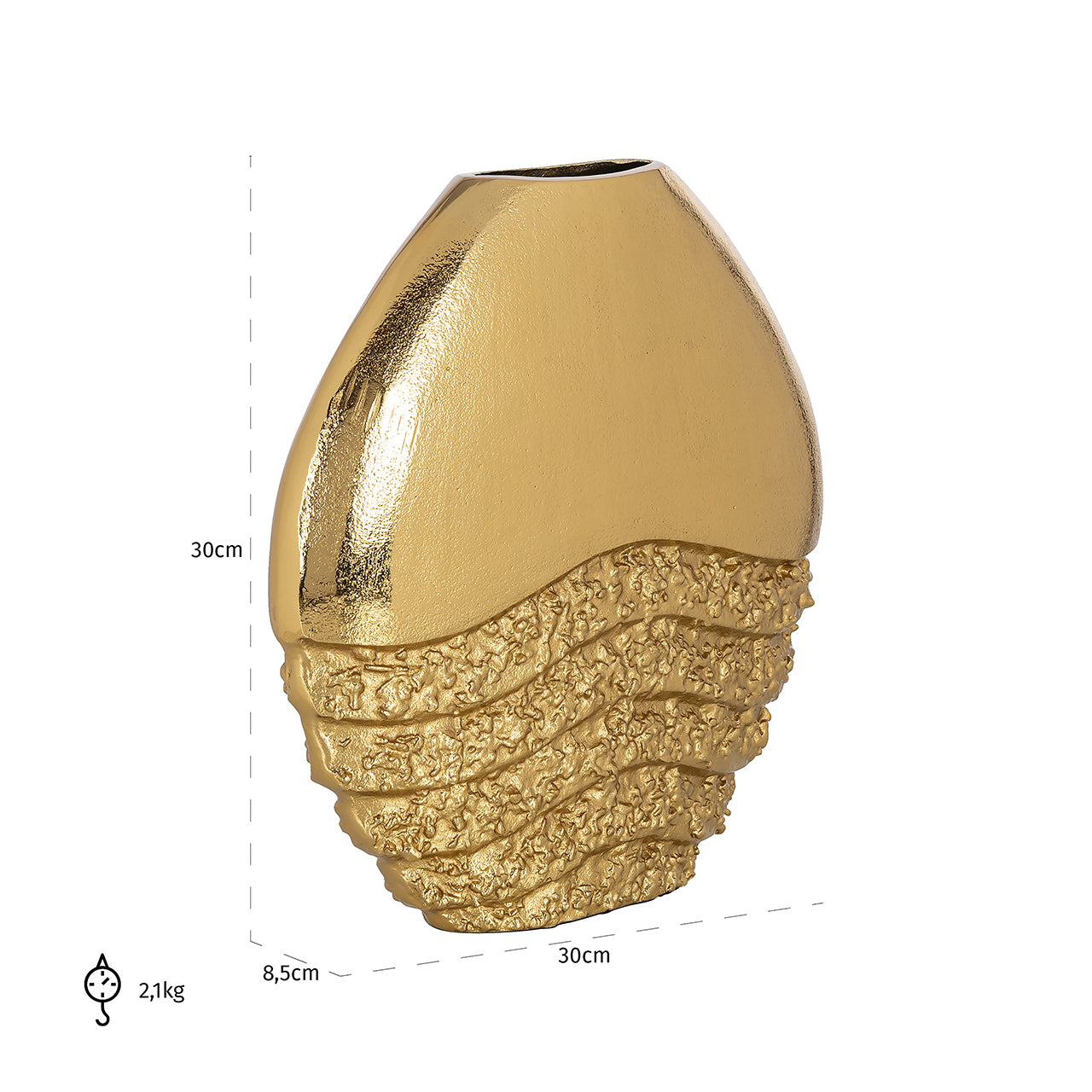 Vāze Richmond Interiors Roxy small 30/30/8 cm zelts - N1 Home