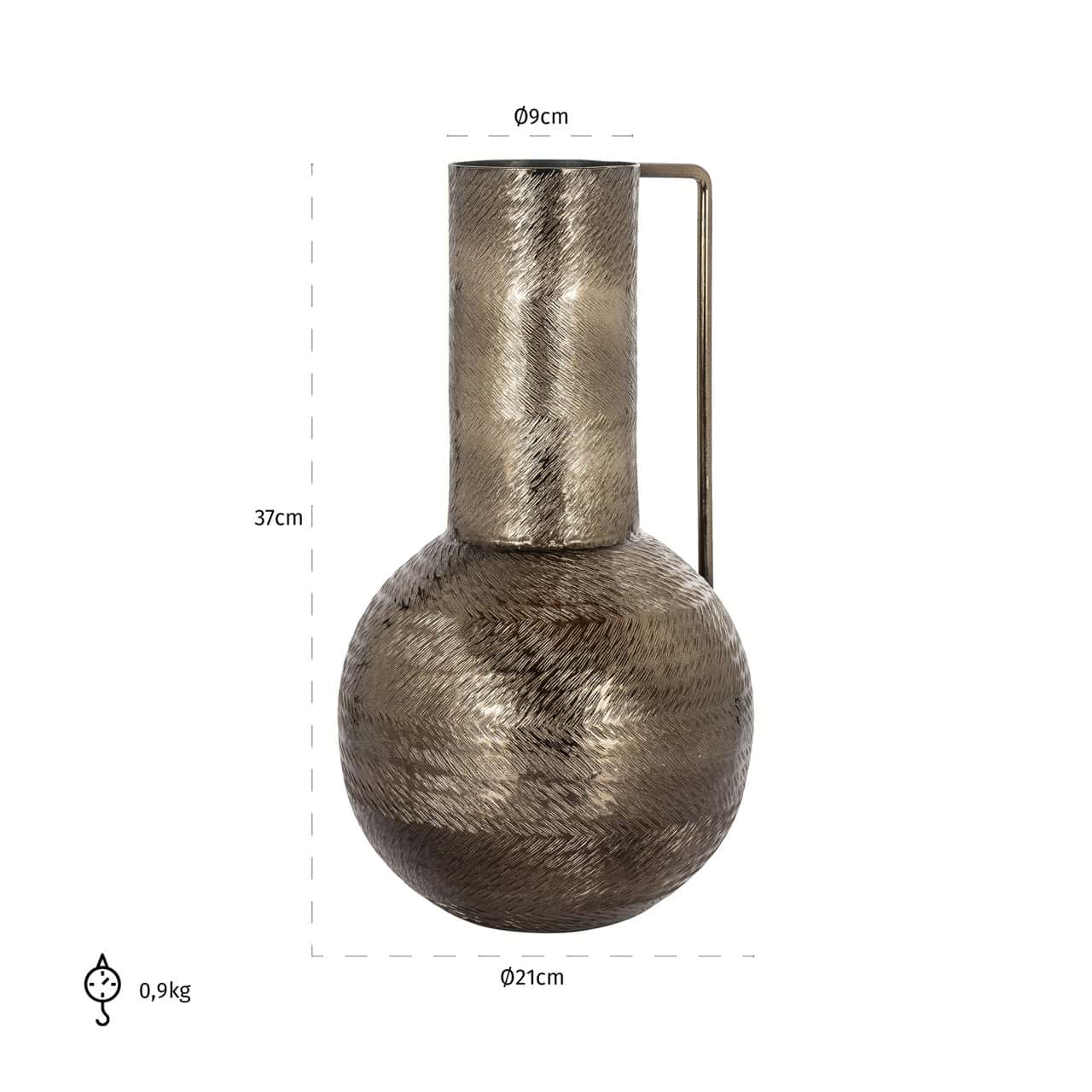 Vāze Leia L Richmond Interiors 21/21/37,5 cm smoke