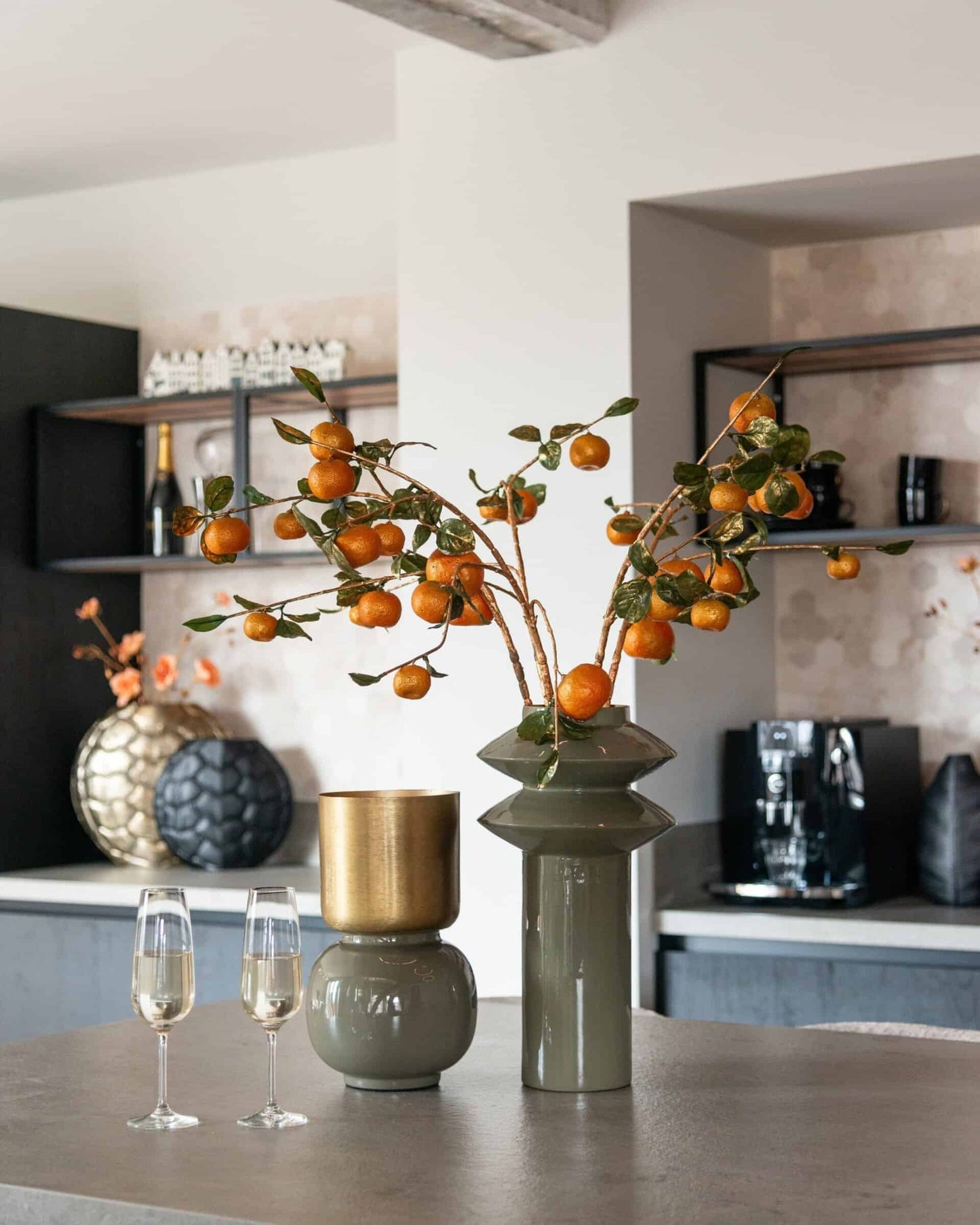 Vāze Clover Richmond Interiors 15/18/31 cm brushed gold