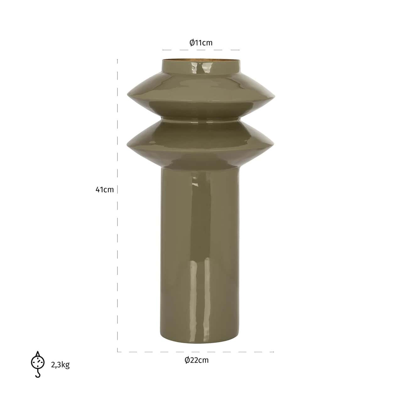 Vāze Flora Richmond Interiors 22/22/41 cm olive