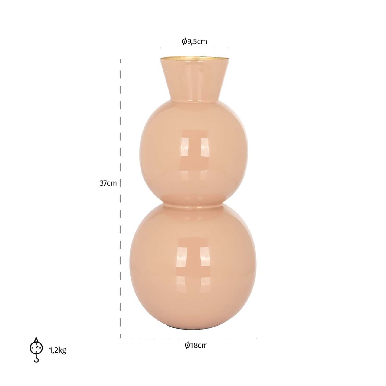 Vāze Jared Richmond Interiors  18/18/37 cm rozā