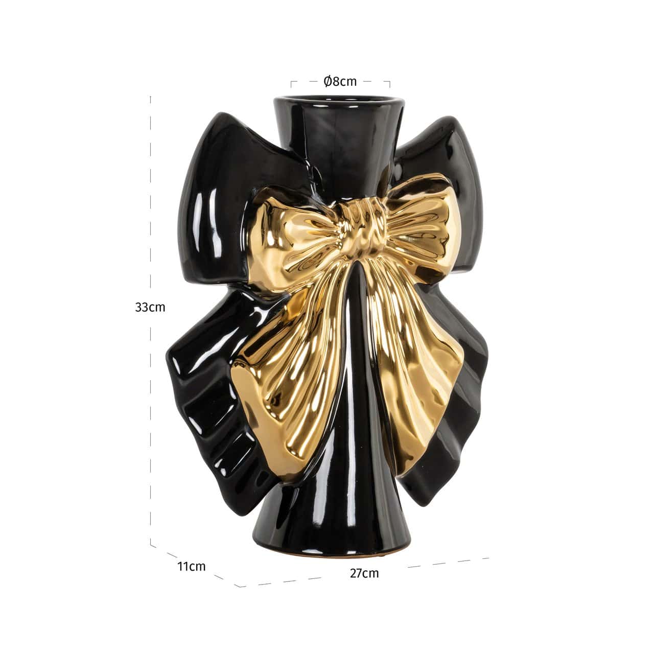 Vāze Danai Richmond Interiors 11/27/33 cm melns/zelts