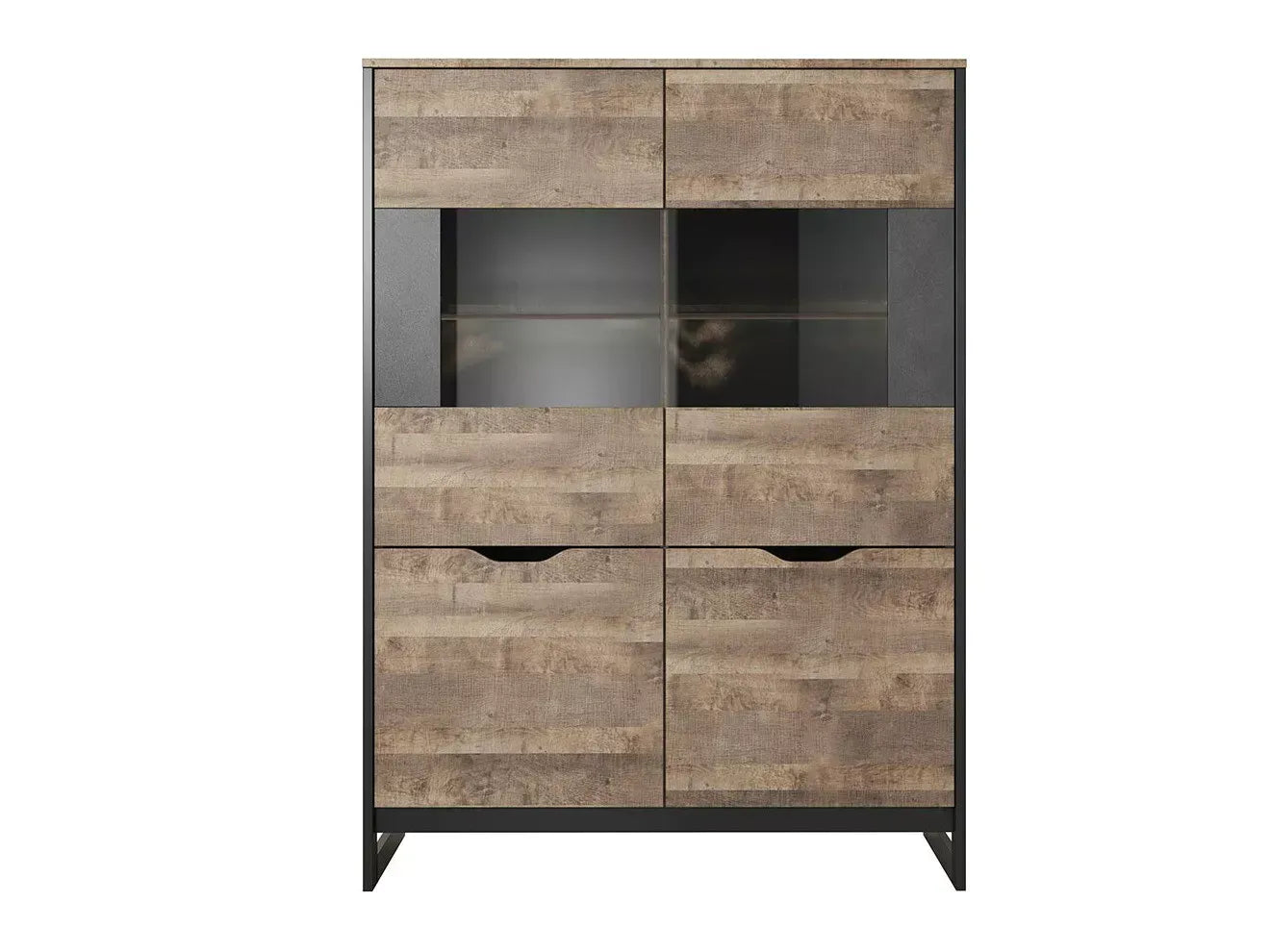 Vitrīnas skapis Ardi 108,6/150/39,6 cm ozols, smilšu krāsas, grunge/matera - N1 Home