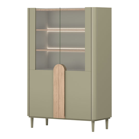 Vitrīna Amil 100/150/48 cm Eikalipta / Baltijas kāpu ozola / dabīgā ozola rokturi - N1 Home