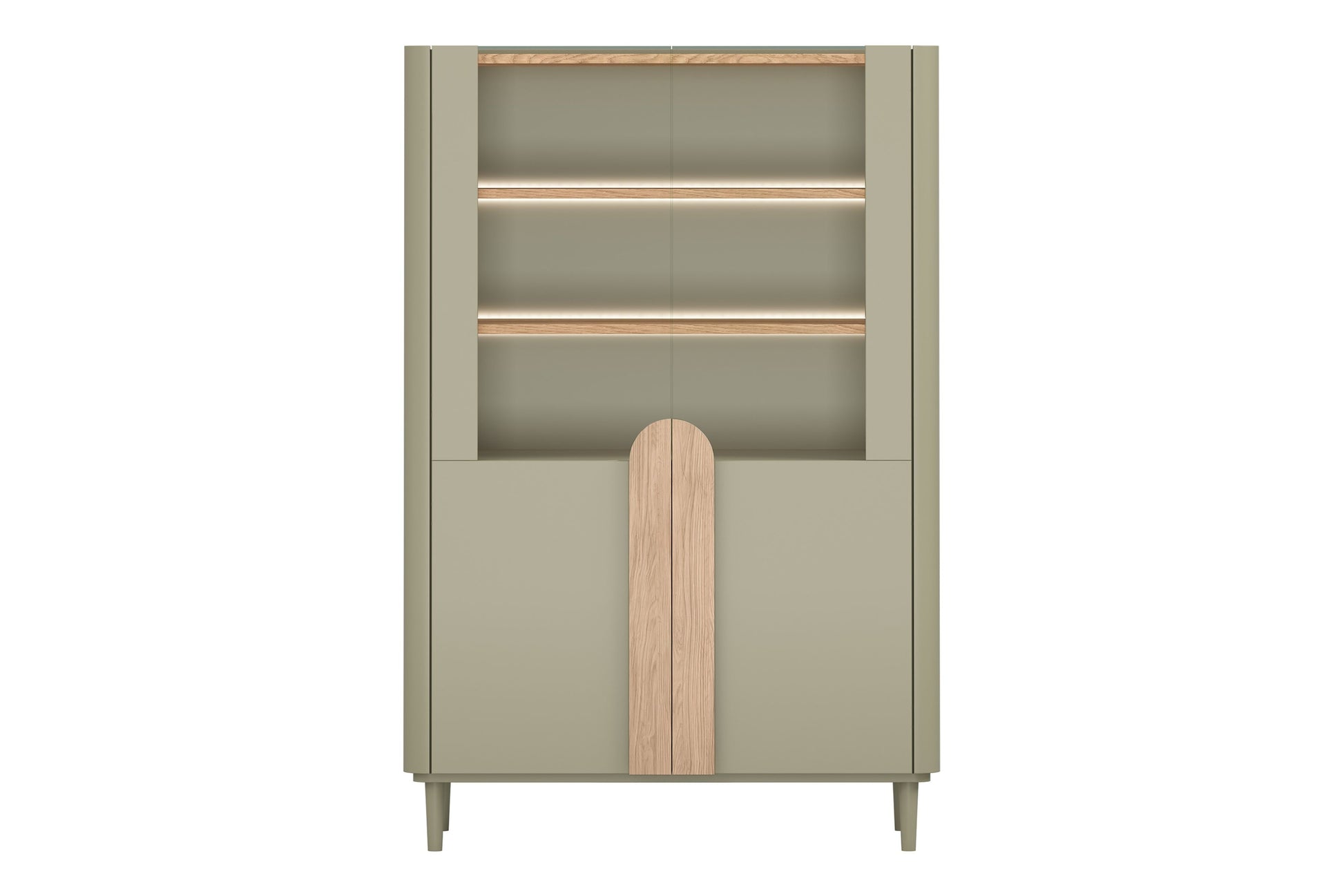 Vitrīna Amil 100/150/48 cm Eikalipta / Baltijas kāpu ozola / dabīgā ozola rokturi - N1 Home