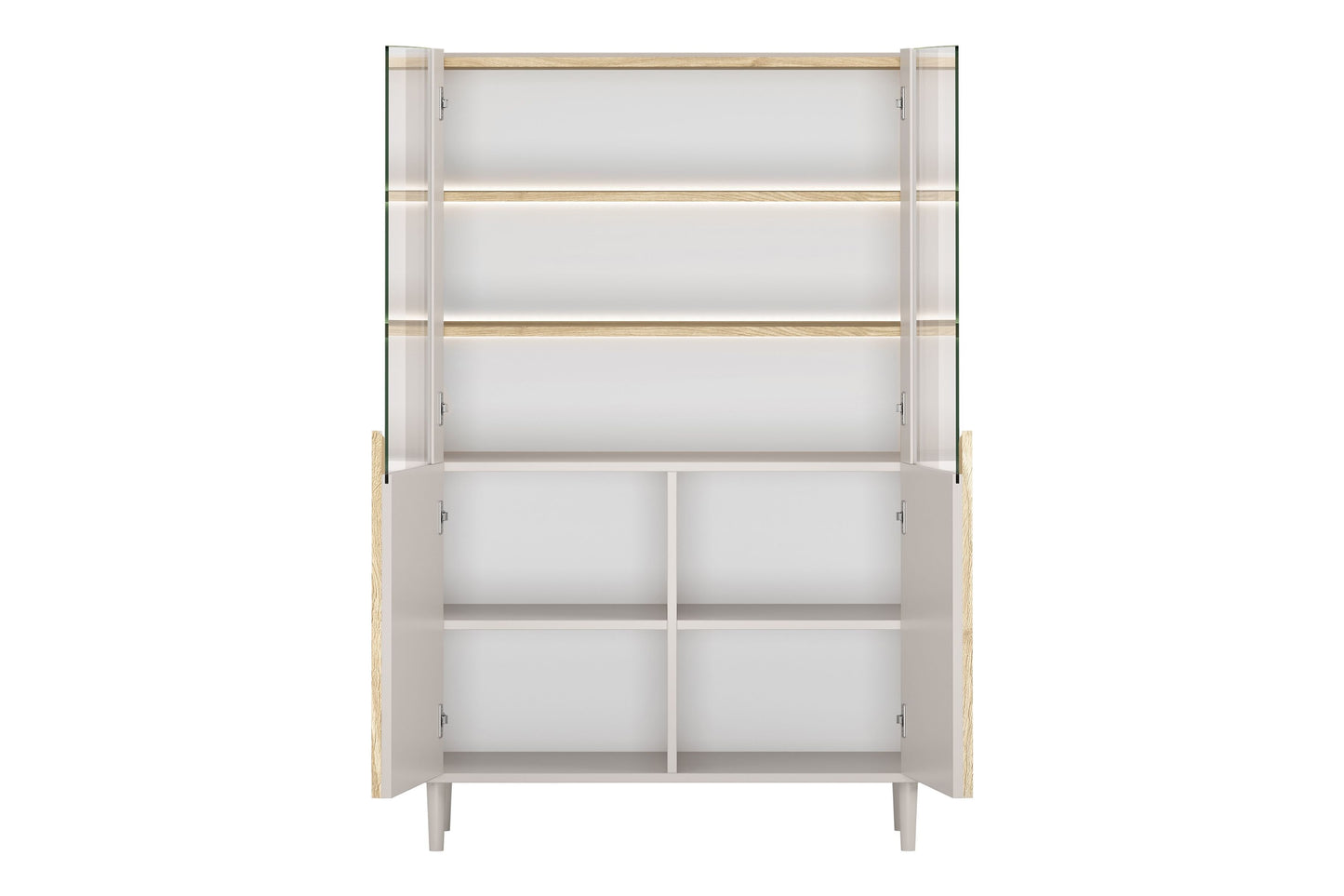 Vitrīna Amil 100/150/48 cm Kašmirs / Eļļots ozols / Gaišs ozols - N1 Home