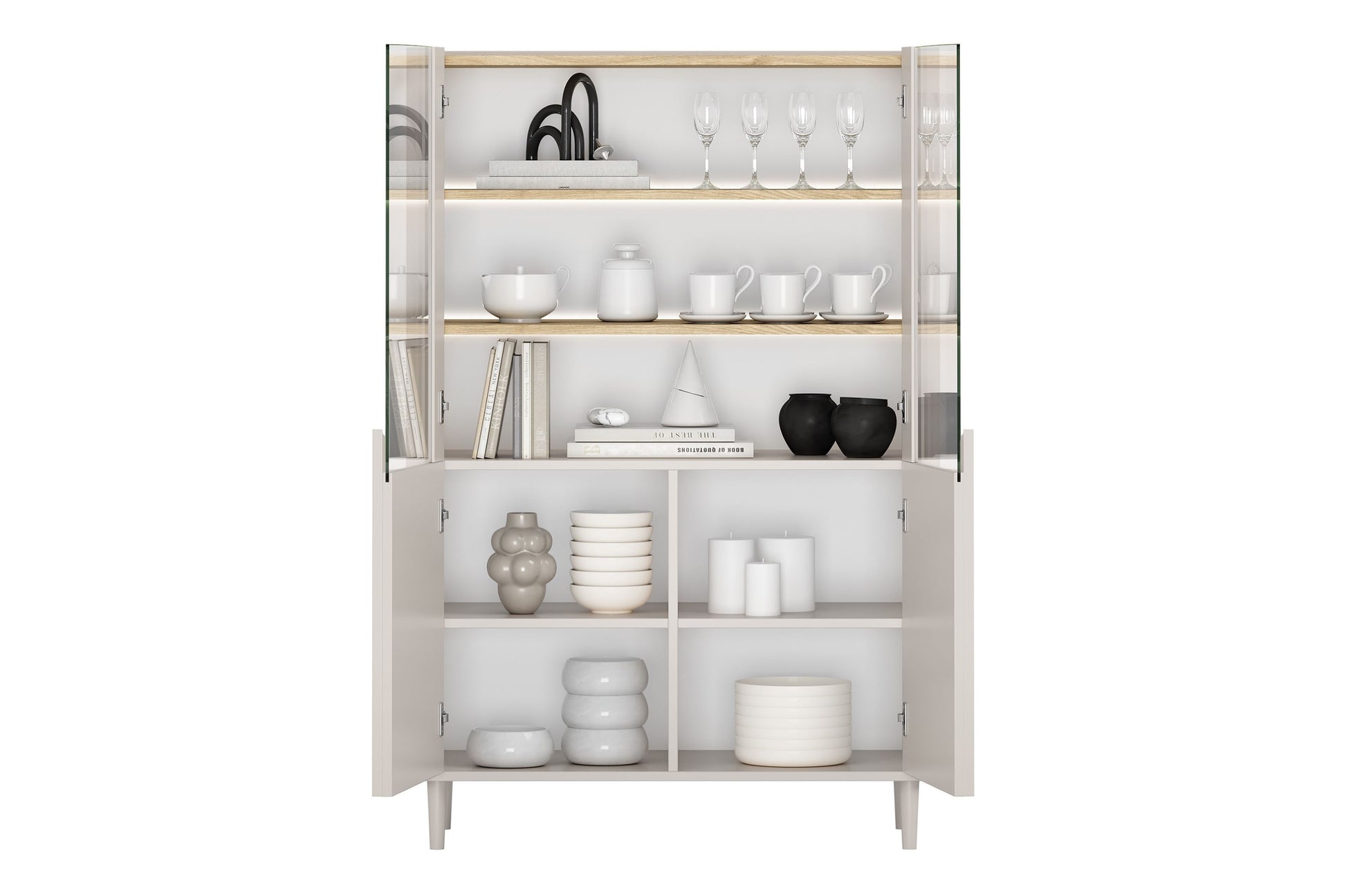 Vitrīna Amil 100/150/48 cm Kašmirs / Eļļots ozols - N1 Home