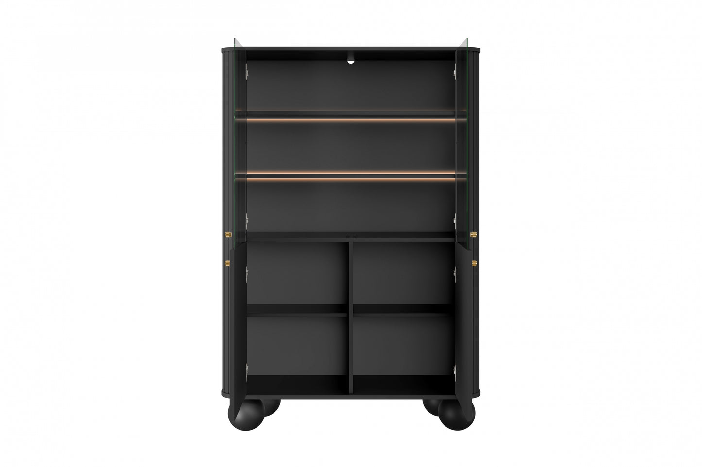 Vitrīnas skapis Vespa 103/153/38 cm melns/zelts - N1 Home