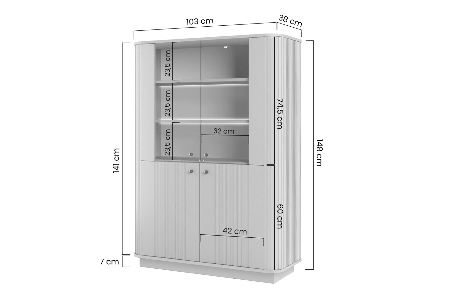 Vitrīnas skapis Vespa 103/148/38 cm melns/zelts - N1 Home